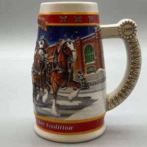 Vintage 1999 Budweiser Holiday Stein Ceramic Beer Stein Mug Anheuser - Bush